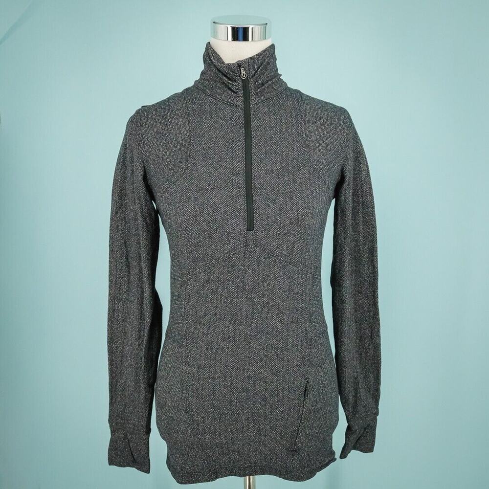 Lululemon Size 6 Black Kanto Catch Me Herringbone 1/4 Zip Long Sleeve Jacket